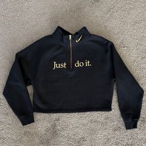 Nike Black and Gold Half-Zip Sweatshirt